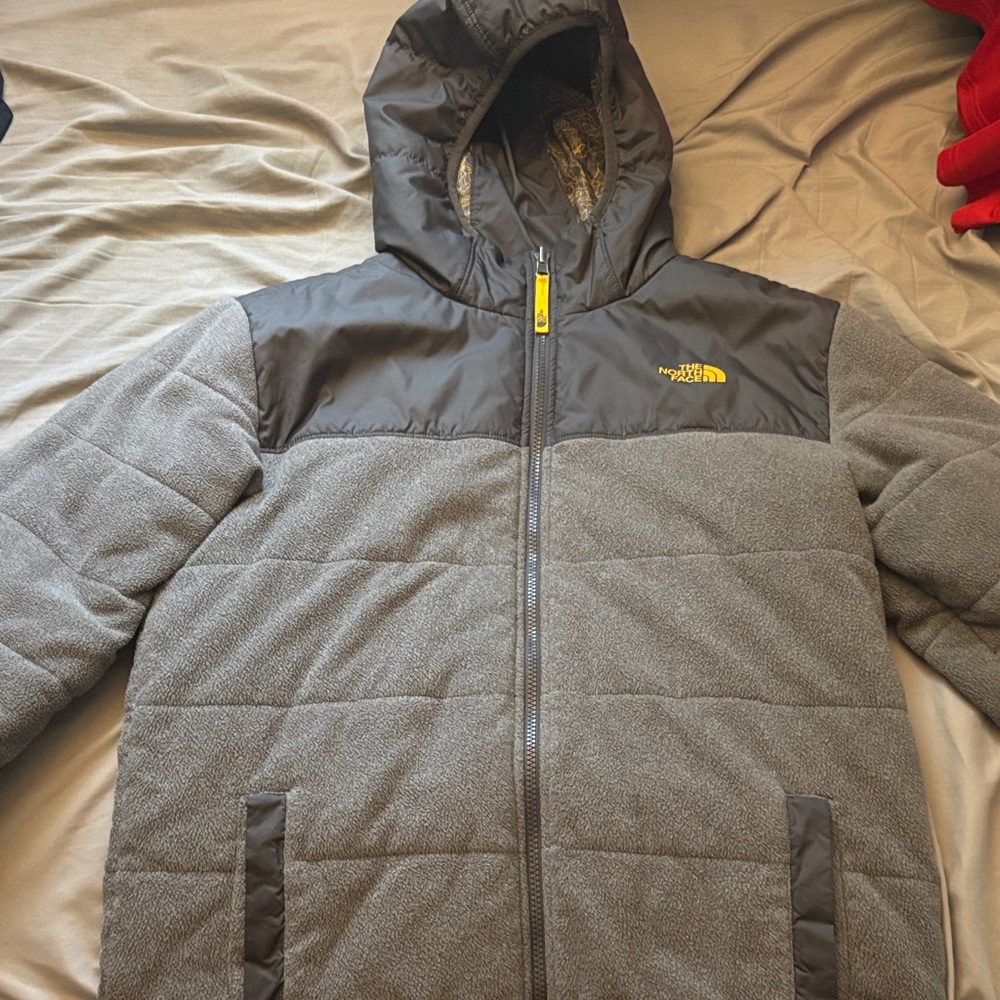 The North Face Charcoal/Black/Yellow Hooded Reversible Ski Jacket
